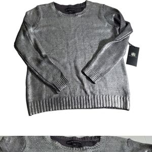 NEW Rock & Republic Metallic Crewneck Sweater Sz L